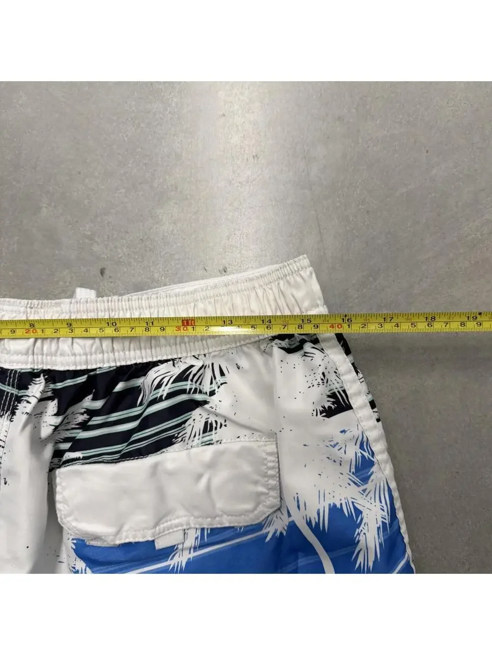 Y2K US Apparel Blue and White Beachy Men's Swimsuit Sized Large